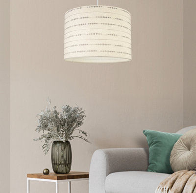 B&Q Cream Embroidered Drum Lamp Shade (D)30Cm