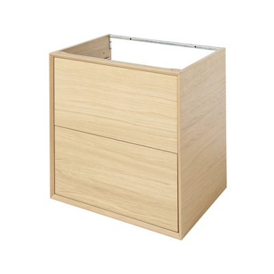 Goodhome Avela Matt Oak Effect Wall-Mounted Bathroom Vanity Unit (H) 600Mm (W) 600Mm