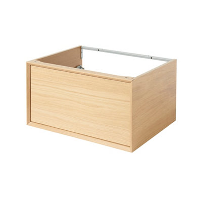 Goodhome Avela Matt Oak Effect Wall-Mounted Bathroom Vanity Unit (H) 317Mm (W) 600Mm