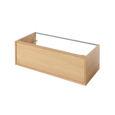 Goodhome Avela Matt Oak Effect Wall-Mounted Bathroom Vanity Unit (H) 317Mm (W) 1000Mm