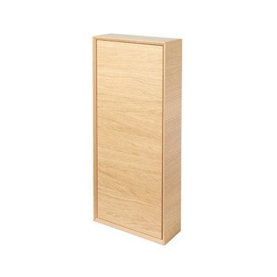 Goodhome Avela Matt Oak Veneer Single Bathroom Wall Cabinet Non-Mirrored (H)90Cm (W)40Cm