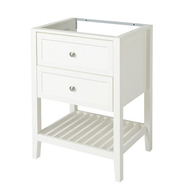 Goodhome Perma Satin White Freestanding Bathroom Vanity Unit (H) 806Mm (W) 600Mm