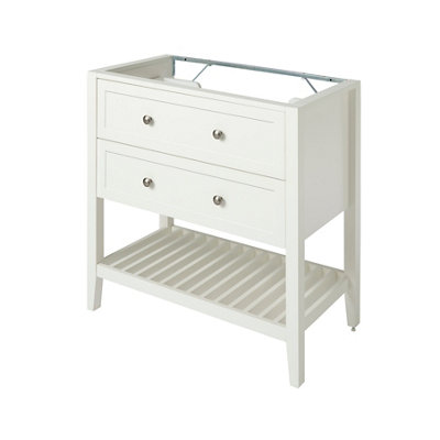 Goodhome Perma Satin White Freestanding Bathroom Vanity Unit (H) 806Mm (W) 800Mm