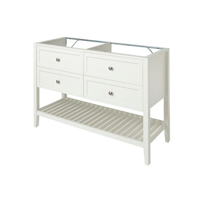 Goodhome Perma Satin White Freestanding Bathroom Vanity Unit (H) 806Mm (W) 1200Mm