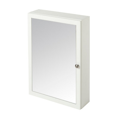 Goodhome Perma Satin White Wall-Mounted Single Bathroom Cabinet With Mirrored Door (W)500Mm (H)700Mm