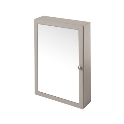 Goodhome Perma Satin Grey Wall-Mounted Single Bathroom Cabinet With Mirrored Door (W)500Mm (H)700Mm