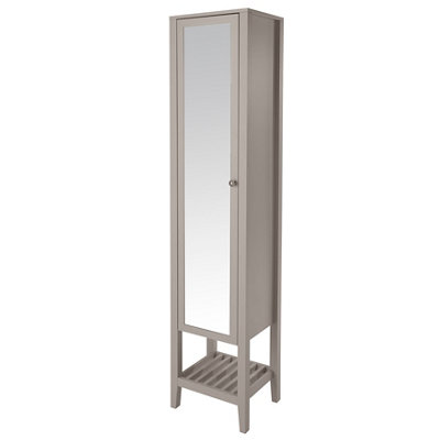 Goodhome Perma Tall Satin Grey Single Freestanding Bathroom Cabinet (H)185Cm (W)40Cm