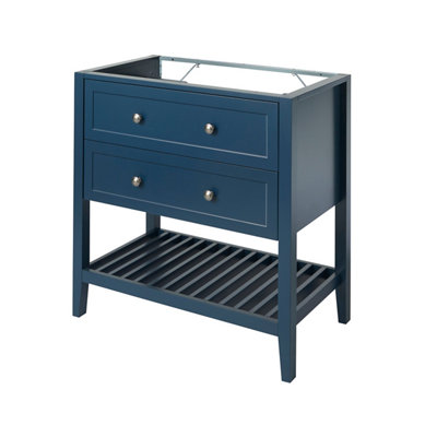 Goodhome Perma Satin Blue Freestanding Bathroom Vanity Unit (H) 806Mm (W) 800Mm