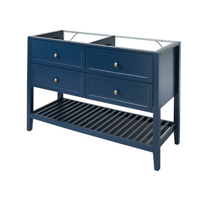 Goodhome Perma Satin Blue Freestanding Bathroom Vanity Unit (H) 806Mm (W) 1200Mm