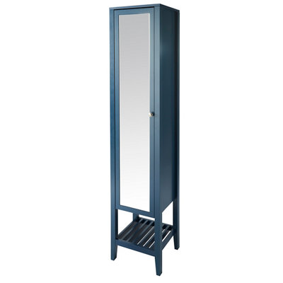Goodhome Perma Tall Satin Blue Single Freestanding Bathroom Cabinet (H)185Cm (W)40Cm