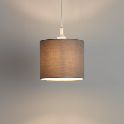 Goodhome Kpezin Light Grey Fabric Dyed Circular Light Shade (D)20Cm