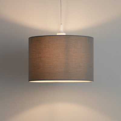 Goodhome Kpezin Light Grey Fabric Dyed Circular Light Shade (D)30Cm