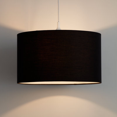 Goodhome Kpezin Charcoal Fabric Dyed Circular Light Shade (D)40Cm