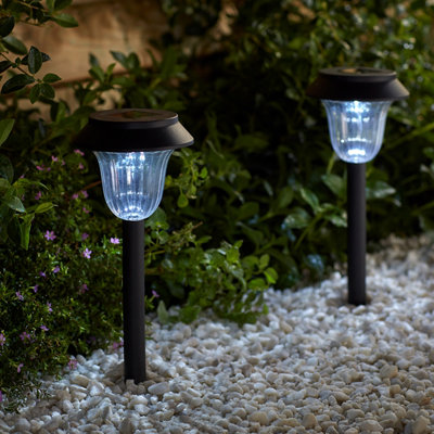 B&Q Black Round Solar-Powered Integrated Led Outdoor Stake Light