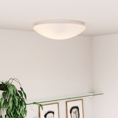 B&Q Domed Matt Metal & Plastic White Frosted Effect Ceiling Light