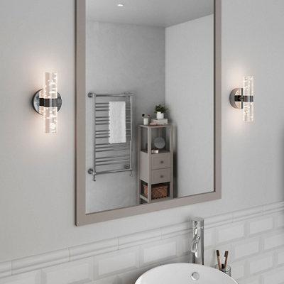 Goodhome Myvat Bubble Silver Chrome Effect Double Bathroom Wired Wall Light