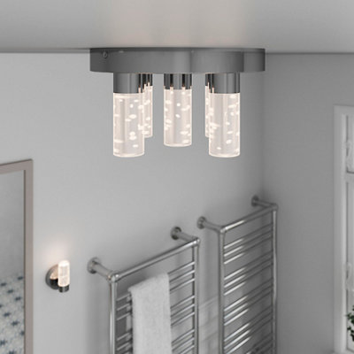 Goodhome Myvat Acrylic & Metal Chrome Effect 5 Lamp Bathroom Led Ceiling Light - Refurbished