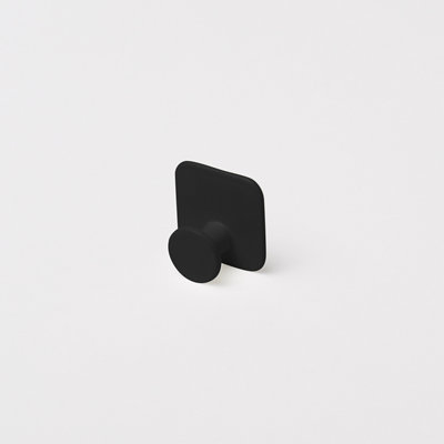 Goodhome Koros Matt Black Glass Effect Steel Small Circular Single Hook (H)40Mm (W)40Mm