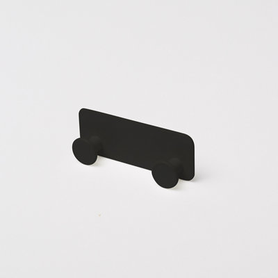 Goodhome Koros Matt Black Steel 2 Hook Rail (L)107Mm (H)40Mm