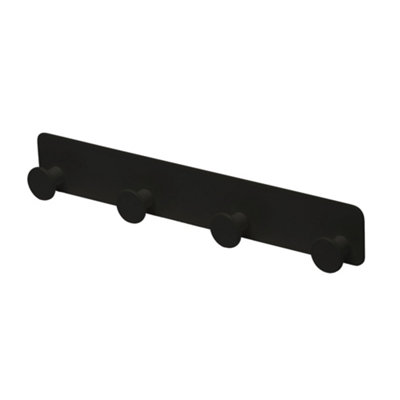 Goodhome Koros Matt Black Steel 4 Hook Rail (L)257Mm (H)40Mm