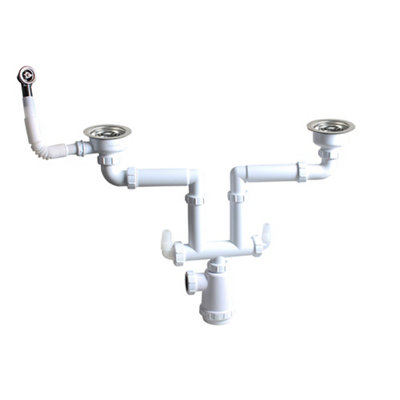 Flomasta Standard Bottle Sink Double Bowl Trap With Adjustable Height (Dia)114Mm