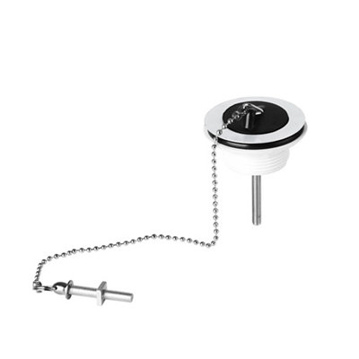 Flomasta White, Black Polypropylene (Pp) & Stainless Steel 35Mm Plug & Chain Unslotted Waste (Dia)64.5Mm