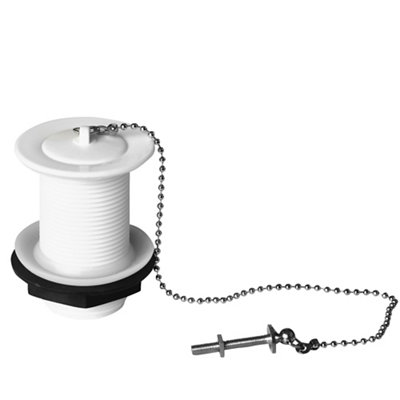 Flomasta White Polypropylene 79Mm Plug & Chain Unslotted Waste (Dia)66Mm