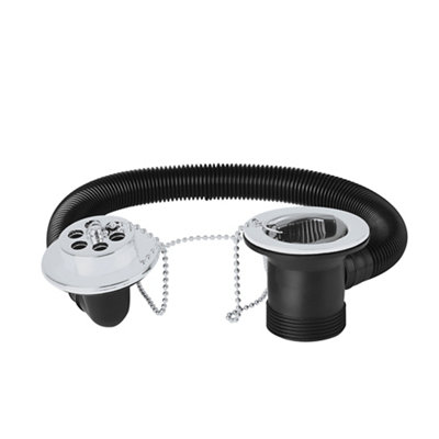 Flomasta Chrome Effect Polypropylene (Pp) & Stainless Steel 62Mm Plug & Chain Unslotted Waste (Dia)52Mm