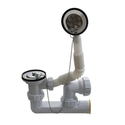 Flomasta Bath Waste & Trap Kit (Dia)70Mm - White 580Mm