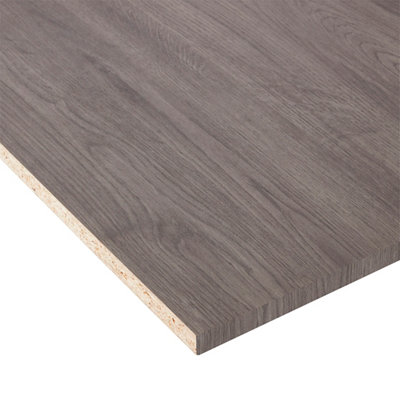 B&Q Grey Matt Oak Effect Square Edge Furniture Panel, (L)2.5M (W)400Mm (T)18Mm