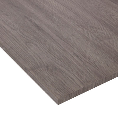 B&Q Grey Matt Oak Effect Square Edge Furniture Panel, (L)1.2M (W)300Mm (T)18Mm
