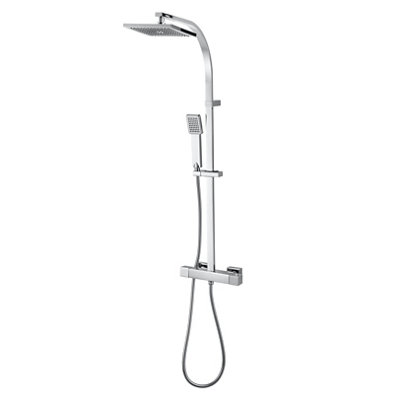 Goodhome Kever Chrome Effect Thermostatic Mixer Shower With 2 Heads & 1.5M Hose Length