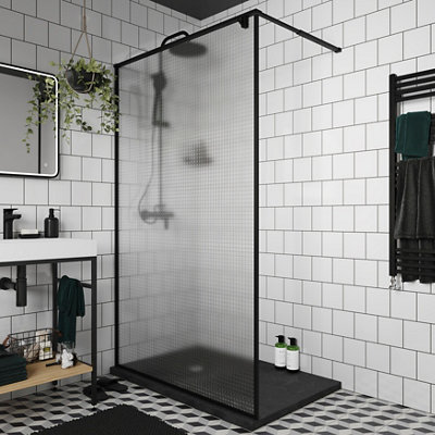 Goodhome Ezili Matt Textured Minimal Frame Walk-In Wet Room Glass Screen (H)195Cm (W)120Cm