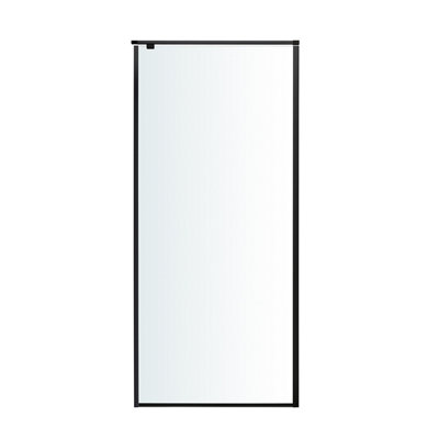 Goodhome Ezili Black Clear Glass Fixed Rectangular Side Shower Panel (H)195Cm (W)90Cm