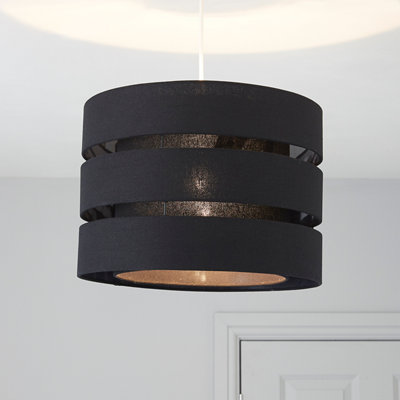 B&Q Trio Black Pendant Cylinder Light Shade (D)35Cm