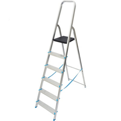 Mac Allister 6 Tread Aluminium, Plastic & Steel Step Ladder (H)1880M