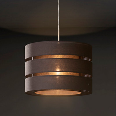 B&Q Trio Dark Grey Pendant Cylinder Light Shade (D)28Cm