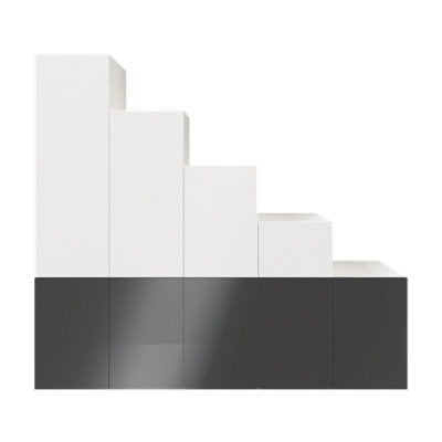 Goodhome Atomia Freestanding Gloss Anthracite & White Particle Board Under The Stairs Storage Kit (H)2250Mm (W)2000Mm (D)580Mm