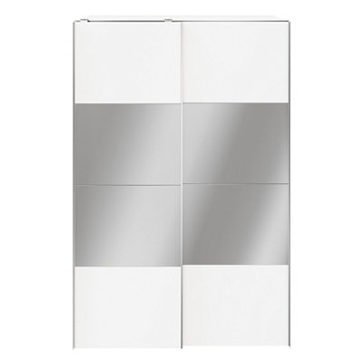 Goodhome Atomia Freestanding White Particle Board Mirrored Wardrobe (H)2250Mm (W)1500Mm (D)635Mm