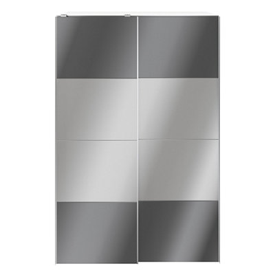 Goodhome Atomia White & Anthracite Particle Board Mirrored Wardrobe (H)2250Mm (W)1500Mm (D)655Mm