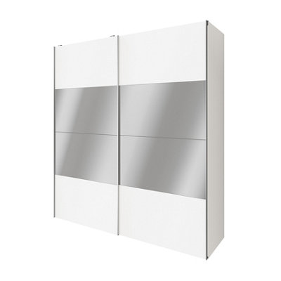 Goodhome Atomia Matt White Particle Board Mirrored Wardrobe (H)2250Mm (W)2000Mm (D)655Mm