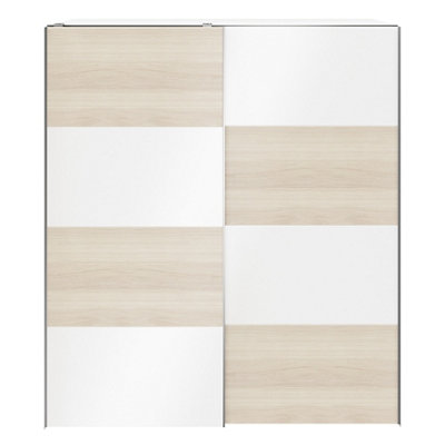 Goodhome Atomia White Oak Effect Particle Board Wardrobe (H)2250Mm (W)2000Mm (D)655Mm