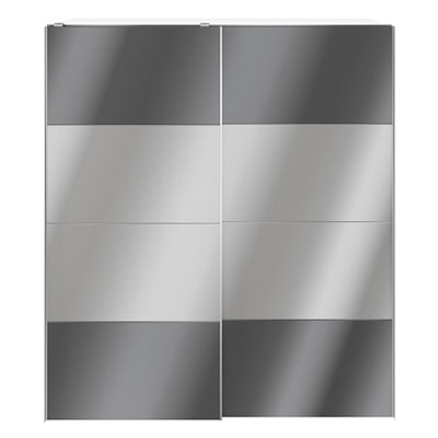 Goodhome Atomia White & Anthracite Particle Board Mirrored Wardrobe (H)2250Mm (W)2000Mm (D)655Mm