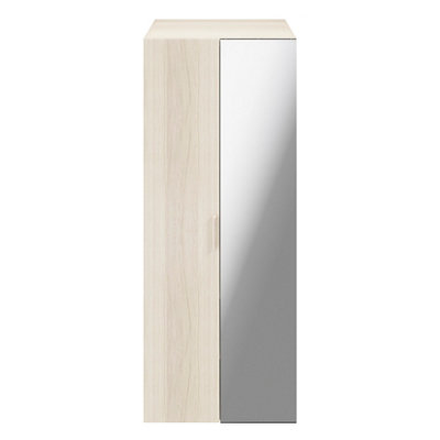 Goodhome Atomia Freestanding Matt Oak Effect Particle Board Mirrored Wardrobe (H)1875Mm (W)750Mm (D)580Mm