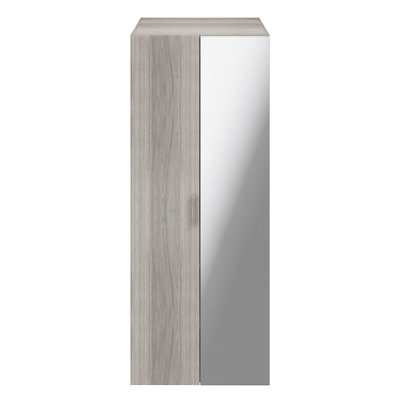 Goodhome Atomia Freestanding Matt Grey Oak Effect Particle Board Mirrored Wardrobe (H)1875Mm (W)750Mm (D)580Mm