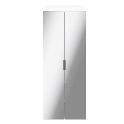 Goodhome Atomia Freestanding Matt White Particle Board Mirrored Double Wardrobe (H)1875Mm (W)750Mm (D)580Mm