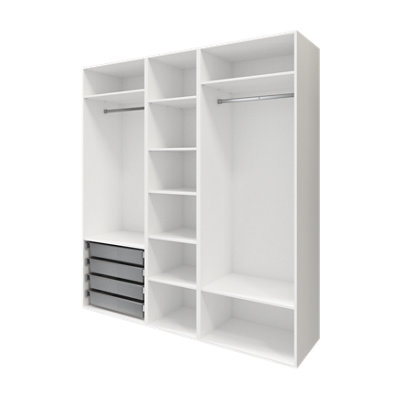 Goodhome Atomia Freestanding White Particle Board Wardrobe, Clothing & Shoes Organiser (H)2250Mm (W)2000Mm (D)580Mm