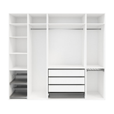 Goodhome Atomia Freestanding White Chipboard Wardrobe, Clothing & Shoes Organiser (H)2250Mm (W)2500Mm (D)580Mm