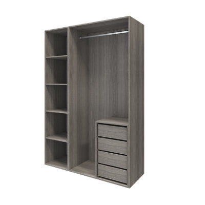 Goodhome Atomia Freestanding Grey Oak Effect Particle Board Wardrobe, Clothing & Shoes Organiser (H)2250Mm (W)1500Mm (D)580Mm