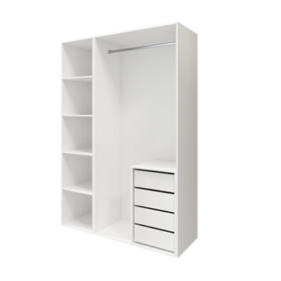 Goodhome Atomia Freestanding White Particle Board Wardrobe, Clothing & Shoes Organiser (H)2250Mm (W)1500Mm (D)580Mm